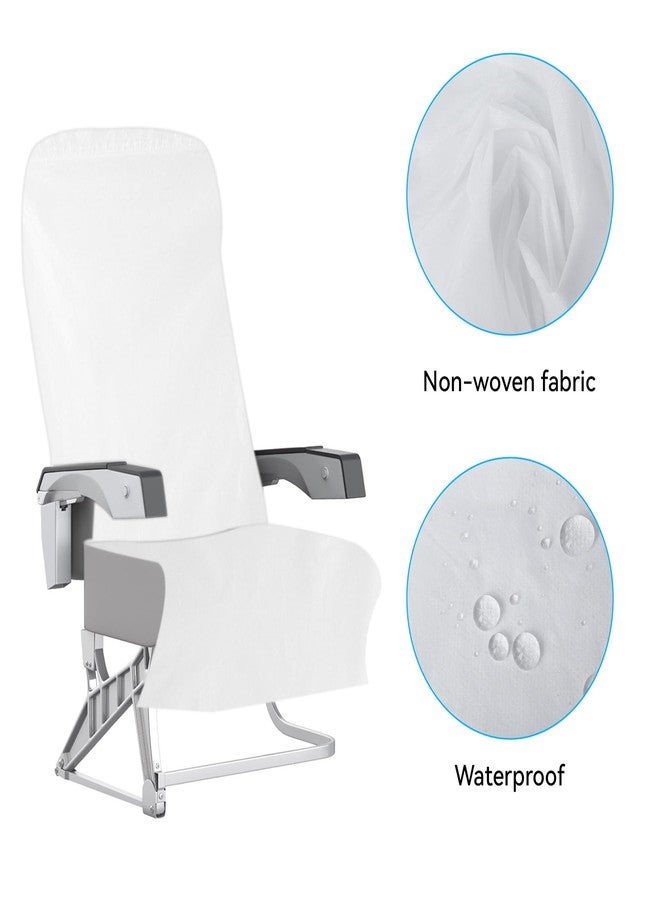 Klmnop 6 Pcs Disposable Airplane Seat Covers, Non-Woven Fabric Seat and Armrest Cover, Portable Disposable Protectors for Airplane, Car, Train, Movie Theatre(White) - Image 3